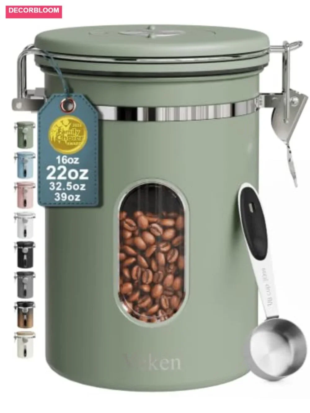 Veken Coffee Canister Airtight Stainless Steel Container 22 oz